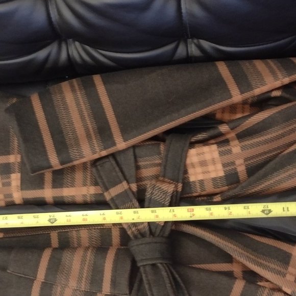 Plaid Coat Check Lagenlook Pattern Longline Belted Checked NWT Brown and Black - Picture 4 of 8
